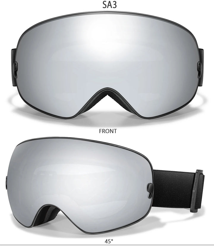 Premium Ski Goggles – Large Comma Spherical Design, Double-Layer Anti-Fog Lens, Winter Cycling & Sled Sports Glasses, Wide Field of View, Suitable for Myopia - StrengthXPhysiotherapy