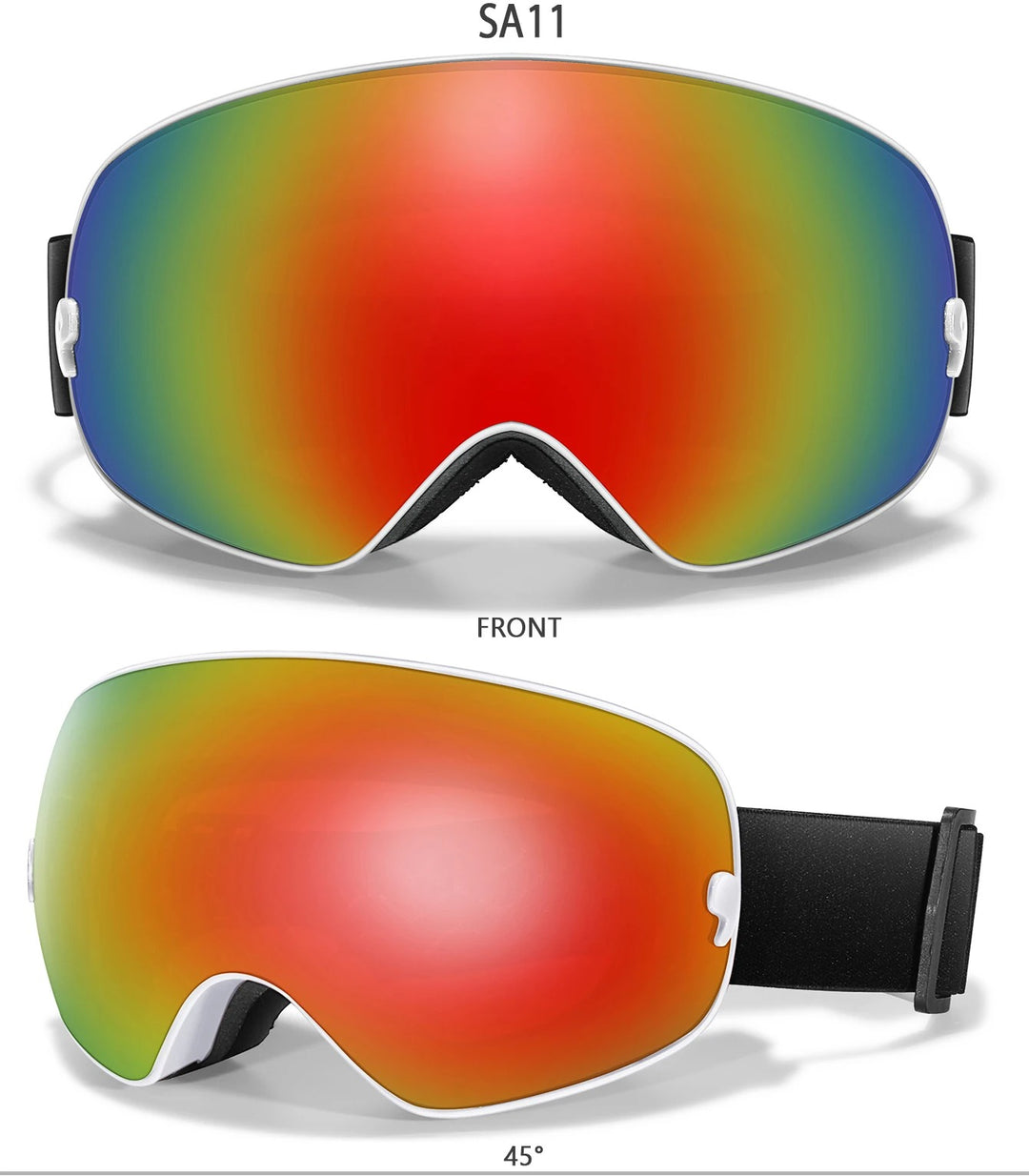 Premium Ski Goggles – Large Comma Spherical Design, Double-Layer Anti-Fog Lens, Winter Cycling & Sled Sports Glasses, Wide Field of View, Suitable for Myopia - StrengthXPhysiotherapy