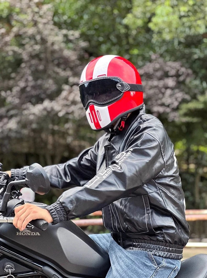 Premium Full Face Motorcycle Helmet – Retro Tokyo Style, Fiberglass, Clear Visor, Japan TT Design, Casco Moto for Men & Women, Lightweight, Comfortable, Stylish - StrengthXPhysiotherapy