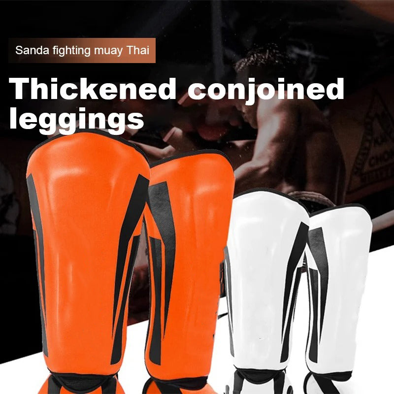 Premium Kickboxing Shin Guard Pads – Muay Thai, Boxing, MMA Leg Protector, Sanda, Wushu, Taekwondo Ankle Guards for Men & Women, EVA Soft PU Leather, Sizes S/M/L - StrengthXPhysiotherapy