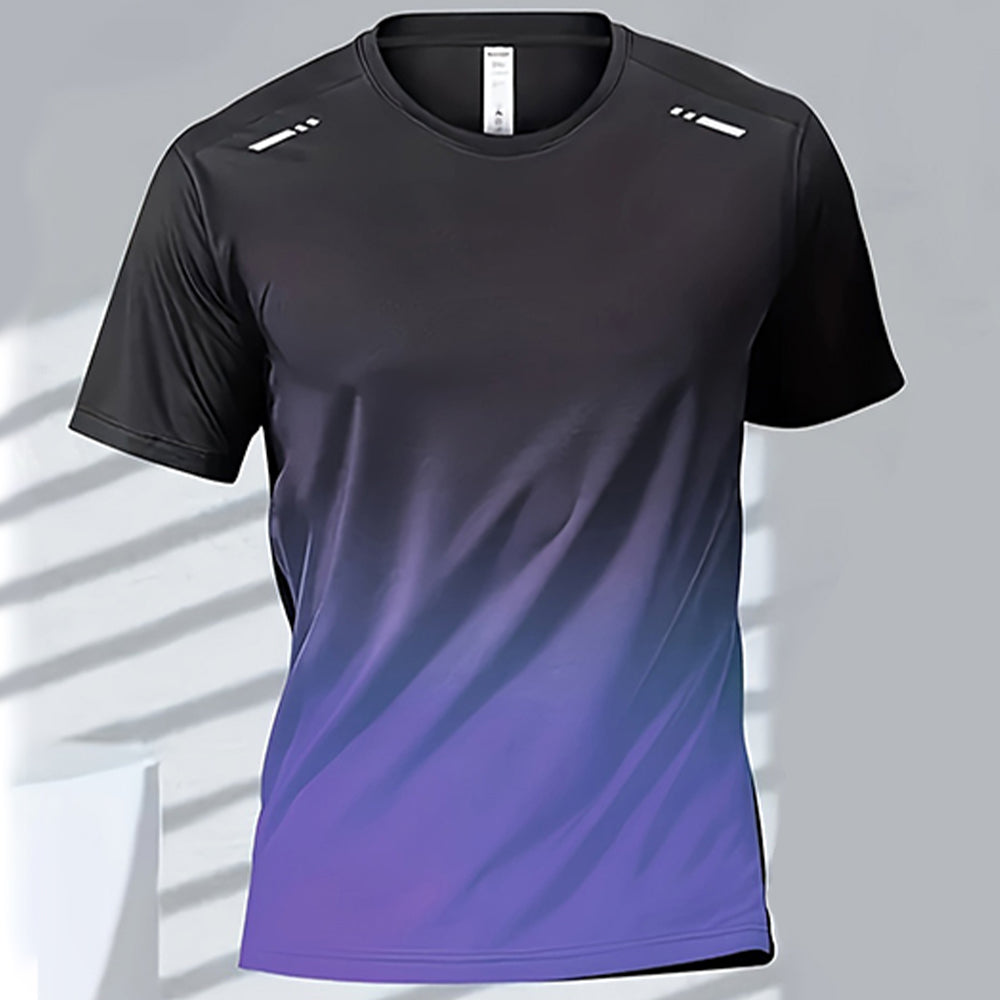 Premium Men's Sports T-Shirt – Quick Dry Casual Running & Boxing Top, Short Sleeve Badminton & Training Shirt, Gradient Design