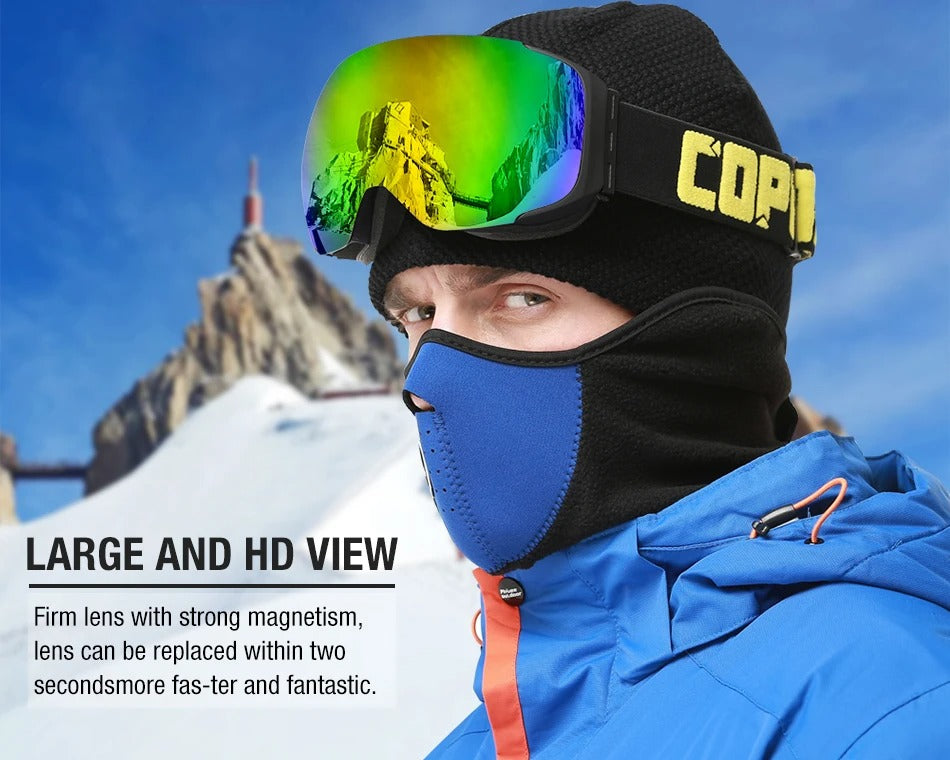 Premium Magnetic Ski Goggles – Quick-Change Lens, UV400 Protection, Anti-Fog, Explosion-Proof, Snowboard Ski Glasses for Men & Women, Includes Case and Yellow Lens - StrengthXPhysiotherapy