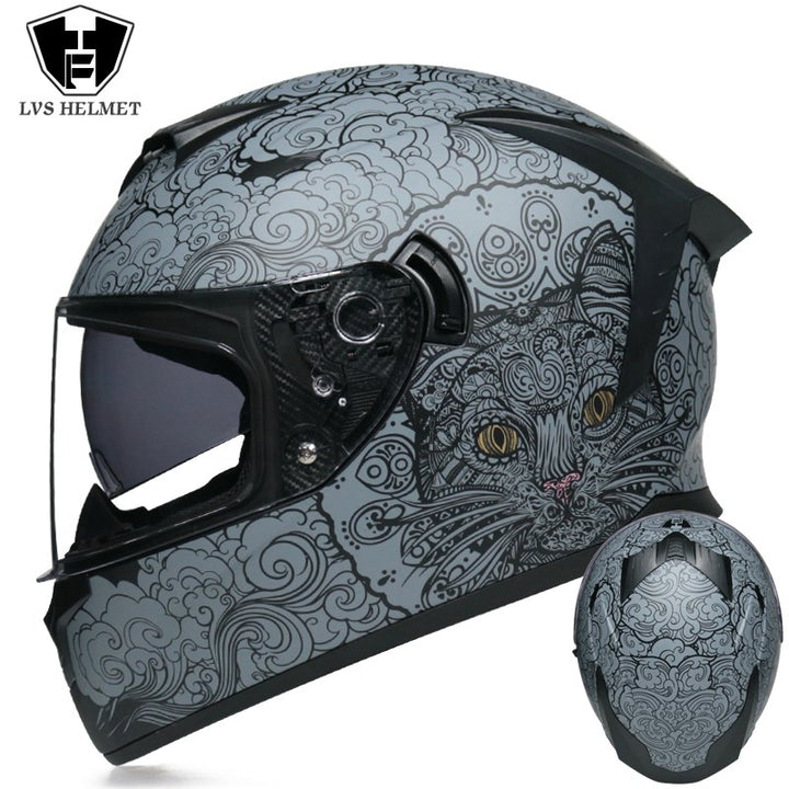 Premium Full Face Motorcycle Helmet - DOT & ECE Certified, Double Lens, Inner Sun Visor, Lightweight ABS Shell Removable Nose