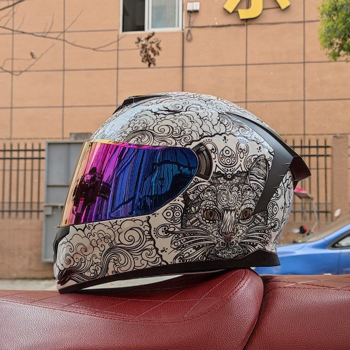 Premium Full Face Motorcycle Helmet - DOT & ECE Certified, Double Lens, Inner Sun Visor, Lightweight ABS Shell Removable Nose