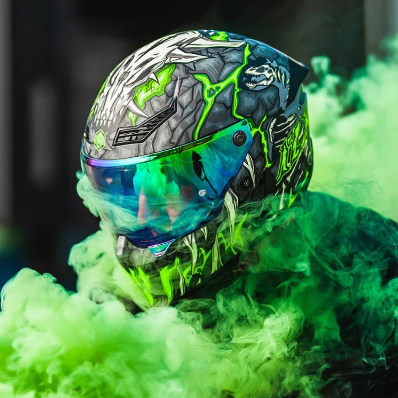 Premium Modular Motorcycle Helmet –Full Face & Open Face, Dual Lens, DOT ECE Approved, ABS Shell for Men & Women, Retro Style