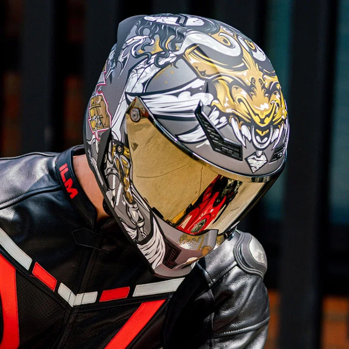 Premium Modular Motorcycle Helmet –Full Face & Open Face, Dual Lens, DOT ECE Approved, ABS Shell for Men & Women, Retro Style