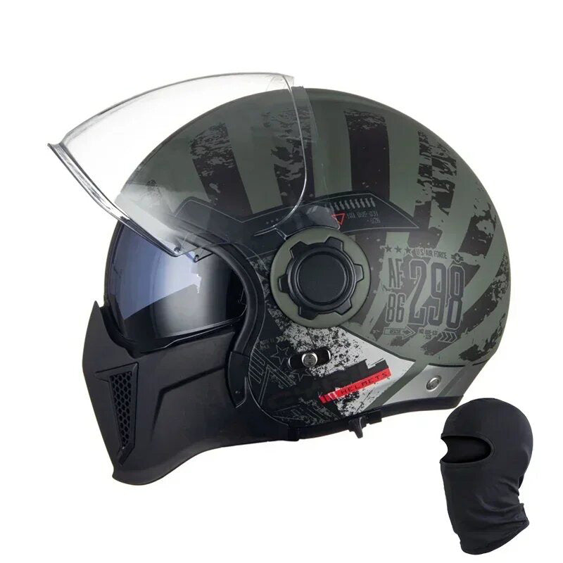 Premium Modular Motorcycle Helmet –Full Face & Open Face, Dual Lens, DOT ECE Approved, ABS Shell for Men & Women, Retro Style