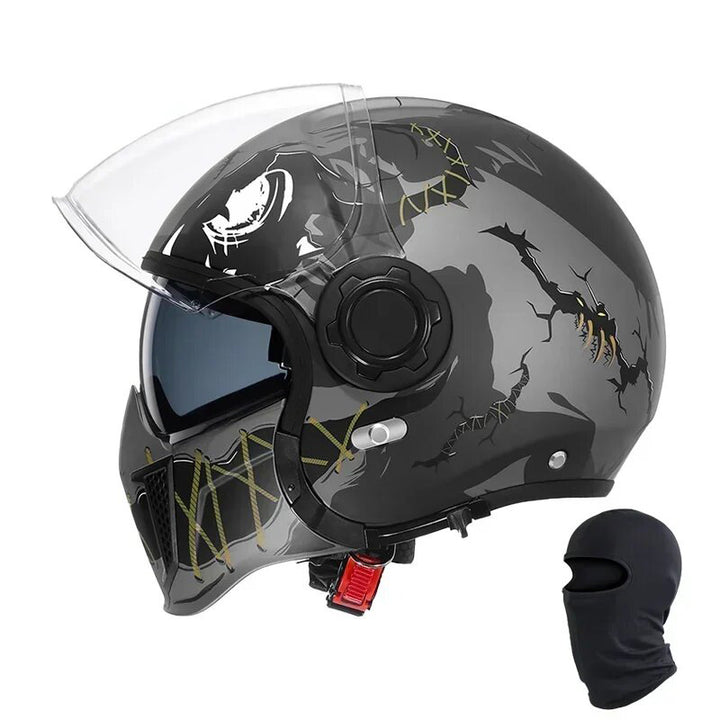 Premium Modular Motorcycle Helmet –Full Face & Open Face, Dual Lens, DOT ECE Approved, ABS Shell for Men & Women, Retro Style