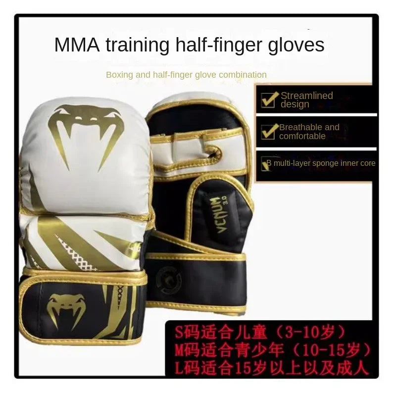 Premium MMA Half-Finger Boxing Gloves – Professional Mixed Martial Arts Training Gloves for Sanda & Free Fighting – Thickened