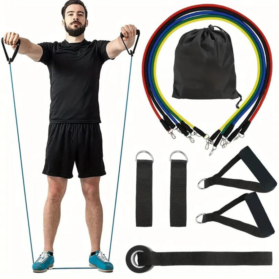 Premium 11pcs TPE Resistance Bands Set – Includes Door Anchor, Handles, Leg Ankle Straps, Carry Bag for Home Gym, Full Body 