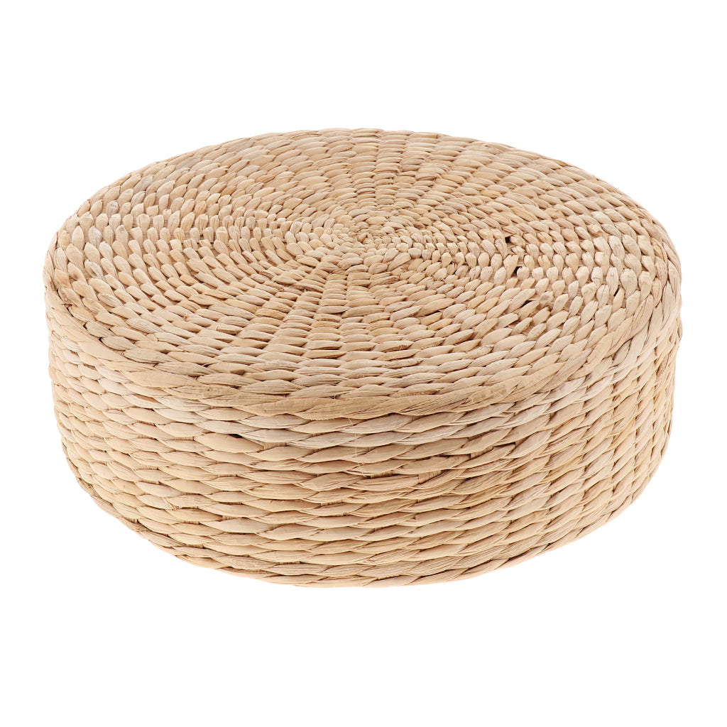Premium Natural Straw Round Pouf – Handwoven Tatami Sitting Cushion for Living Room, Meditation & Worship – Eco-Friendly
