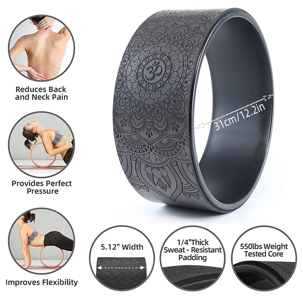 Premium 12.2 Inch Yoga Wheel for Back Pain Relief – Comfortable Myofascial Release Prop – Durable PU Rubber Surface, Supports